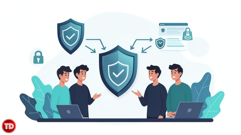 Developers and security professionals working together to protect applications, user data, and digital resources.