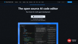 Screenshot of the official Visual Studio Code download page showing installation buttons for Windows, macOS, and Linux.