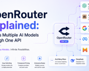 OpenRouter architecture showing one API connecting developers to multiple AI models including OpenAI, Anthropic, Google, Meta, Mistral AI, and DeepSeek.