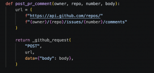 A command that post a review to Github repository
