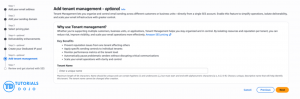 Screenshot of the Amazon SES onboarding wizard showing Step 6: "Add tenant management" selected in the left menu. The main section explains key benefits of tenant management, including resource isolation, reputation protection, and tenant-level metrics monitoring. Below the benefits list is an empty text box with the placeholder "Enter a unique name" under "Tenant Name", along with "Cancel", "Previous", and orange "Next" action buttons in the lower-right corner.