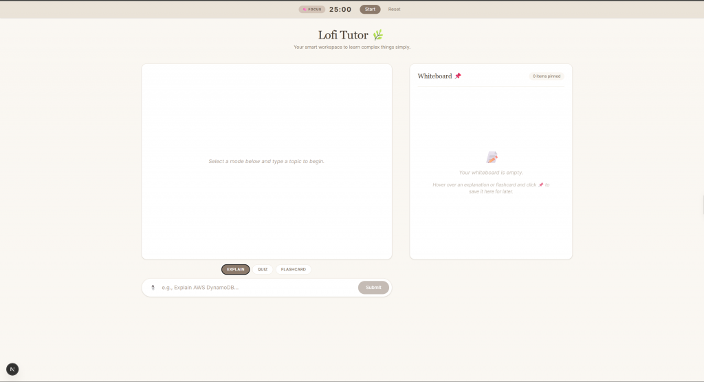 Cozy AI Study Workspace -Lofi Tutor Home page
